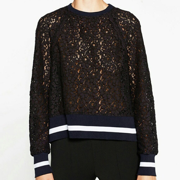 Zara Tops - Zara lace sweatshirt